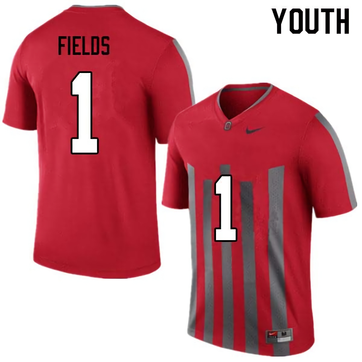 Justin Fields Ohio State Buckeyes Youth NCAA #1 Nike Throwback Red College Stitched Football Jersey UGL2056XJ